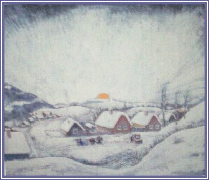 Vadász Endre - Téli naplemente (43x77 cm.)
