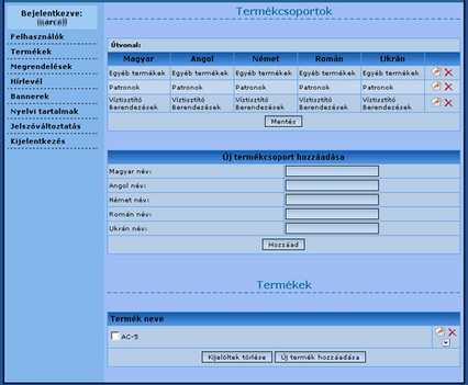 Vállalkozok Online Boltrendszere - Termékek felvitele adminon rendszerben