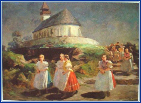 Gyertyányi Németh Gyula - Templomból jövet (60x80 cm.)