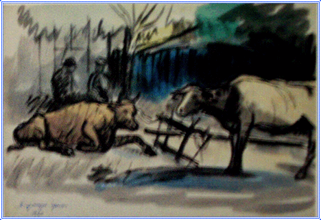 Nyerges János - Delelés (30x43 cm.)