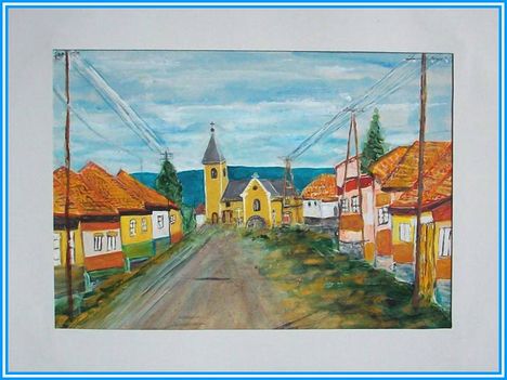 Molnár Tivadar - Gyöngyösoroszi utcakép (24x30 cm.)