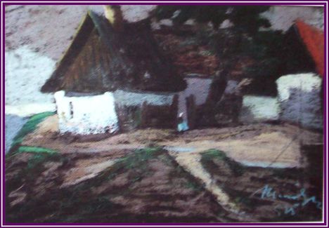 Miháltz Pál - Domboldali házak (31x45 cm.)