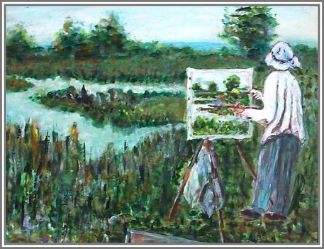 Molnár Tivadar - Öreg festő a Sástó partján (35x23,5 cm.)