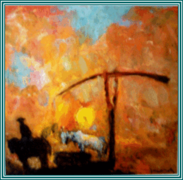 Iványi Grünwald Béla - Gémeskútnál (23X23 CM.)