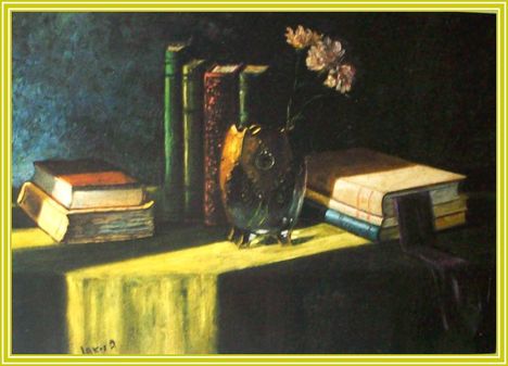 Lakos Alfréd - Csendélet könyvekkel (34x46 cm.)