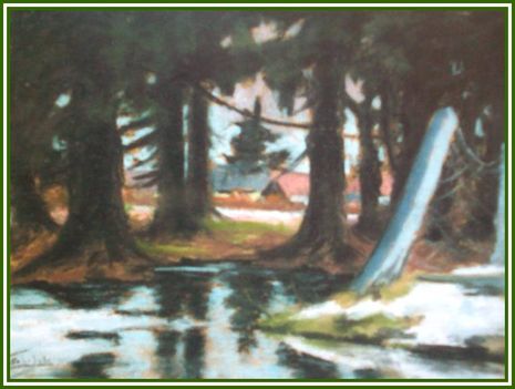 Sztelek Norbert - Hóolvadás Nagybányán (40x47 cm.)