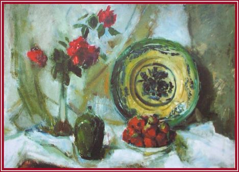 Iván Szilárd - Rózsás csendélet (60x80 cm.)