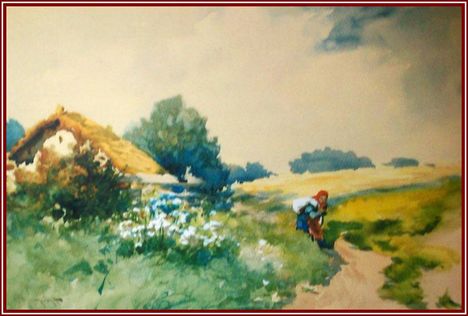 Neogrády Antal - Mező mellett haladva (32,5x43 cm.)