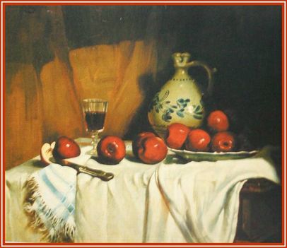 Mathiász Oszkár - Csendélet almákkal (60x70 cm.)