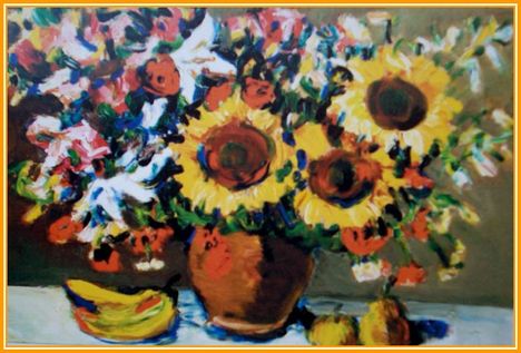 Schéner Mihály - Napraforgós csendélet (50x70 cm.)