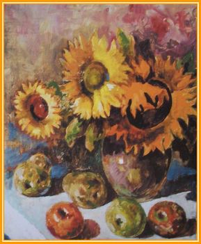 Szendrő Miklós - Napraforgós csendélet (58,5x50 cm.)