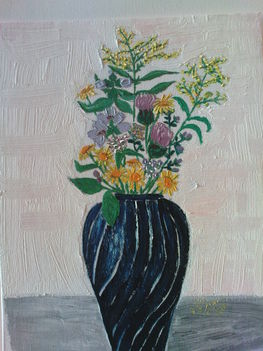 Vadvirágok kék vázában