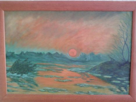 Naplemente a Szajna partján (olaj 40x60 fesz